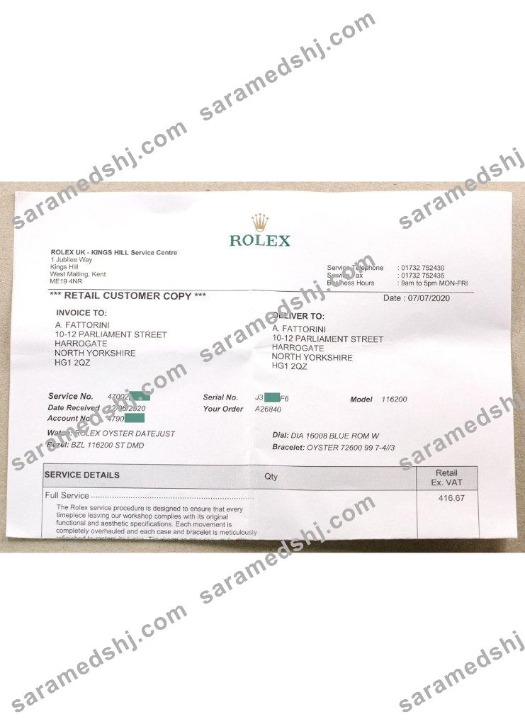 Rolex company payment check